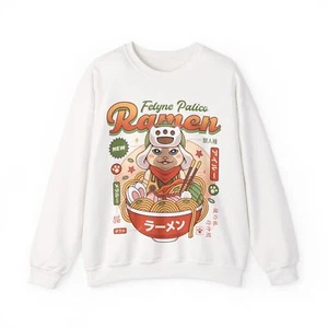 Felyne Palico Ramen Crewneck Sweatshirt. Monster Hunter Video Games. Wilds. - Picture 1 of 17