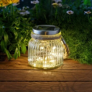 Firefly Effect Jar Fairy Solar Powered Light Outdoor Waterproof LED Table Bright - Picture 1 of 24