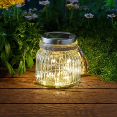Firefly Effect Jar Fairy Solar Powered Light Outdoor Waterproof LED Table Bright - Image 1 of 4