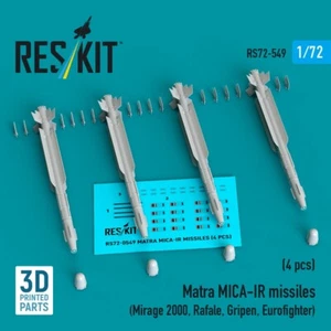 Matra MICA-IR missiles (4 pcs) (3D Printed) Scale 1:72 ResKit RS72-0549 - Picture 1 of 3