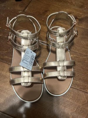 Sandalias The Children’s Place Niñas Talla 1 Brillo Metálico Oro Rosa Tirantes Nuevas con Etiquetas Foto 1 de 4