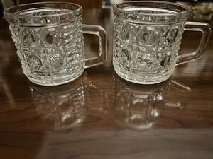 2 Vtg Clear Prescut Crystal ? Cups With Octagon Patterns On It  That Are Raised - Picture 1 of 3