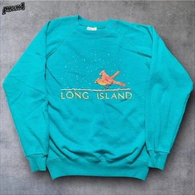 Vtg LONG ISLAND Hanes 50/50 USA NEW YORK CREWNECK SWEATSHIRT - Image 1 of 4