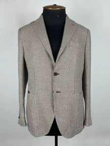 Luigi Borrelli Blazer braun Krähenfüße Muster Leinenmischung - Größe 50 - Bild 1 von 13