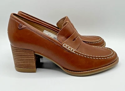Sperry Seaport Penny Loafer Shoes Tan Leather Heel Pump Preppy Career Size 9 - Image 1 of 4
