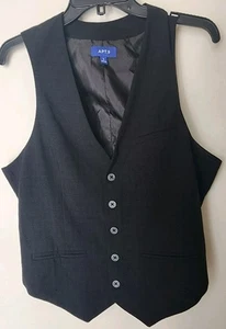 Apt 9 Vest Size S Black Button Up V-Neck Tuxedo Lined Back Buckle - Picture 1 of 4