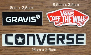 3 Sticker Aufkleber Decal Converse Gravis Vans Skateboard Longboard BMX Skater - Bild 1 von 1