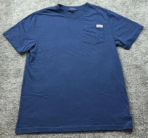 Polo Ralph Lauren Hemd Herren Large Blau V-Ausschnitt Tasche Tee Kurzarm - Bild 1 von 16
