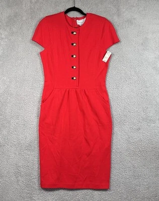 Новый с Ярлыками винтажный Adrienne Vittadini женщин красный платье 12 золотые кнопки старый деньги карман - Изображение 1 из 4