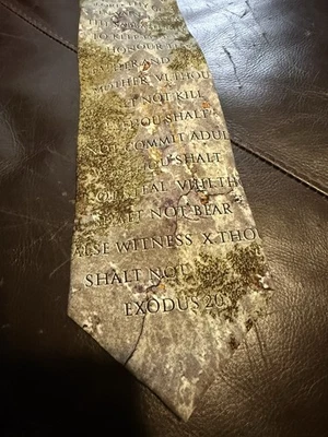 Eagles Wings Men's 100% Silk Necktie Bible Church Ten Commandments Religious EUC - Image 1 of 4