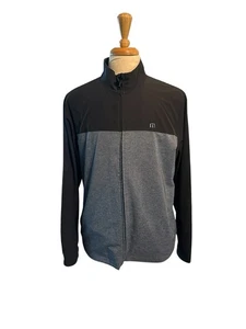 Giacca da golf Travis Mathew Gate Change elasticizzata nera grigia full zip grande - Foto 1 di 9