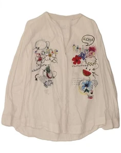 Camicia donna grafica DESIGUAL UK 18 XL bianca floreale cotone DD08 - Foto 1 di 4