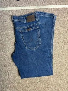 Wrangler Mens Size 36 Blue Denim Jeans Regular Straight Fit W36 L32 Bottoms - Picture 1 of 6
