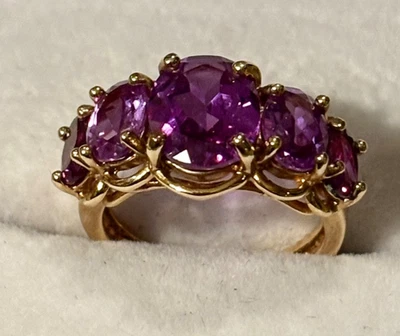 Size 6. CZ Purple Tourmaline Gold Gold Plated Ring Gorgeous Shade Of Purple! - Image 1 of 4