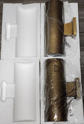 Set of 2 - Vaxcel Chiasso 2 Light 14.25" Outdoor Wall Light, Warm Brass Cover - Image 1 of 4