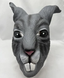 Gray Rabbit Mask Adult Costume Realistic Animal Head Halloween Cosplay Latex - Picture 1 of 5