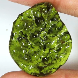 24.15 CT Lab Created Green Moldavite Cabochon Polished Gemstone 24x28x5 mm GT184 - Picture 1 of 6