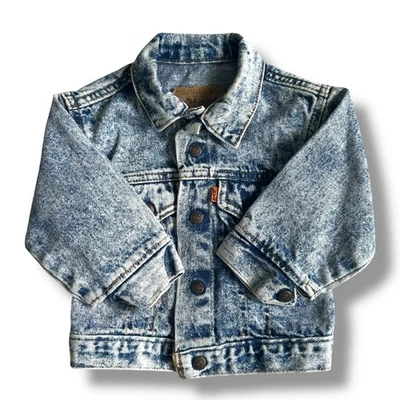 Chaqueta Jean Levis Vintage Naranja Tab Años 80 90 EE. UU. Lavado Ácido Niños Algodón Talla 24 Mos Foto 1 de 4