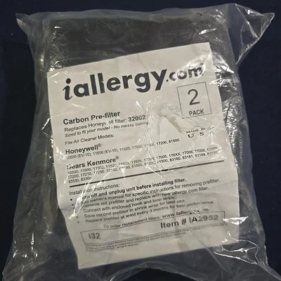 Paquete de 2 prefiltros de repuesto Honeywell 32002 carbón activado alergia Ia2952 Foto 1 de 4