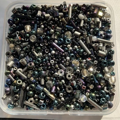 Black Silver Seed Bead Mix 3oz Jewelry Making Supplies - Image 1 of 2