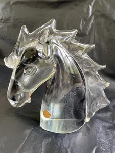 CABEZA DE CABALLO DE CRISTAL TRANSPARENTE MURANO - 8,25" - PESADA - ETIQUETADA - 2 ASTILLAS - Imagen 1 de 13