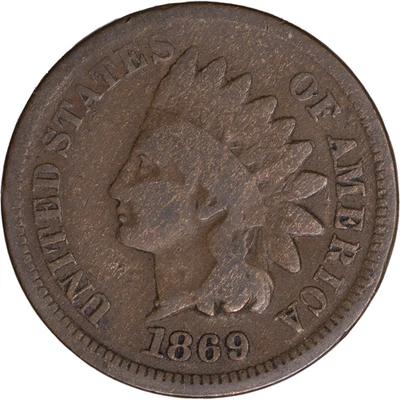 Centavo cabeza india 1869 ~ en muy buen estado Foto 1 de 2