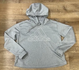 Adidas Hoodie Sweatshirt Boys Large 14-16 Gray Climawarm Pullover Outdoor - Picture 1 of 7