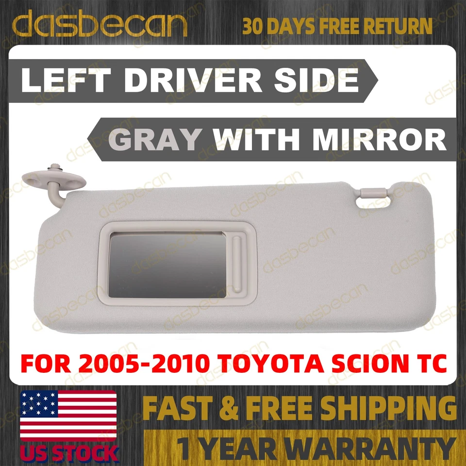 Left Driver Side Gray Sun Visor For Toyota Scion TC 2005-2010 2.4L 7432021210B2 Foto 1 de 4