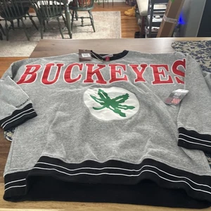 RARO SUÉTER RETRO PARA HOMBRES NCAA Mitchell & Ness OHIO STATE BUCKEYES L GRIS NUEVO CON ETIQUETAS $110 - Imagen 1 de 9