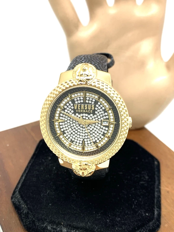 Versus by Versace Women's Watch VSPLK2221 Quartz Black Gold Leather Band 38mm - Image 1 of 4