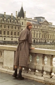 We The Free People Melia Mac Damen-Trenchcoat Wollmischung erbsenkariert Größe XS $ 228 - Bild 1 von 6