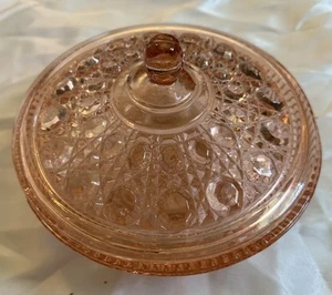 Indiana Windsor Button & Cane Pink Blush Glass Candy Dish Bowl w/Lid - Picture 1 of 4
