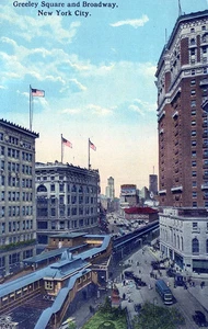 NEW YORK CITY - Greeley Square e Broadway che mostrano cartolina metropolitana sopraelevata - Foto 1 di 2