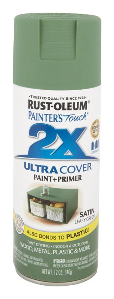 Pintura en aerosol verde hoja satinada Rust-Oleum 249072 Painter's Touch Ultra Cover 12 oz Foto 1 de 1