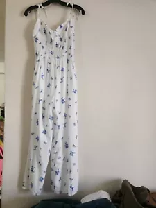 Mono H&M Estampado Floral Blanco/Azul Flores Tallas L Disponible Nuevo con Etiquetas - Imagen 1 de 13