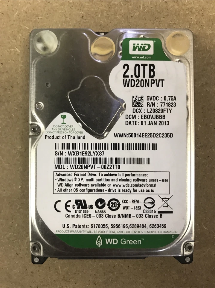 WD20NPVT 2TB WESTERN DIGITAL GREEN SATA 6G 2.5" inch 15MM SATA HDD - Image 1 of 1