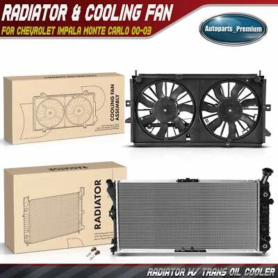 Radiador e ventilador de refrigeração com kit de cobertura para Chevrolet Impala Monte Carlo 2000-2003 - Imagem 1 de 4