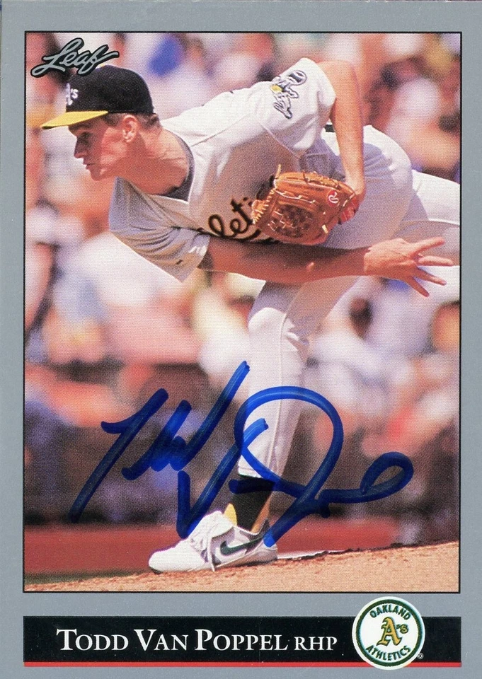 1992 Leaf TODD VAN POPPEL Signed Card autograph AUTO A'S ATHLETICS CUBS - Image 1 of 1