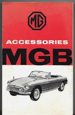 MG MGB Roadster Accesorios 1962-1963 Mercado del Reino Unido Folleto de ventas desplegable Foto 1 de 2