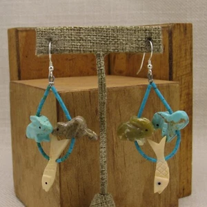 Pendientes fetiche grandes Southwest en cables de plata esterlina + - Imagen 1 de 4