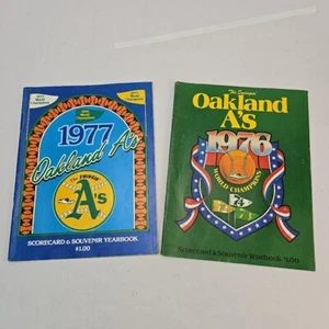 Lot of 2 1976 - 1977 Oakland A's Athletics Scorecard & Souvenir Yearbook - Picture 1 of 15