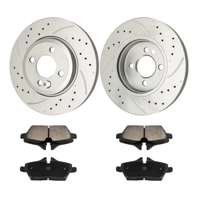 Kit de rotores de disco perforados delanteros y pastillas de freno 34368 D1308 para Mini Cooper 2007-2016 Foto 1 de 4