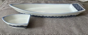 Vintage 2 Piece Japanese Porcelain Sushi Sashimi Boat - Picture 1 of 12