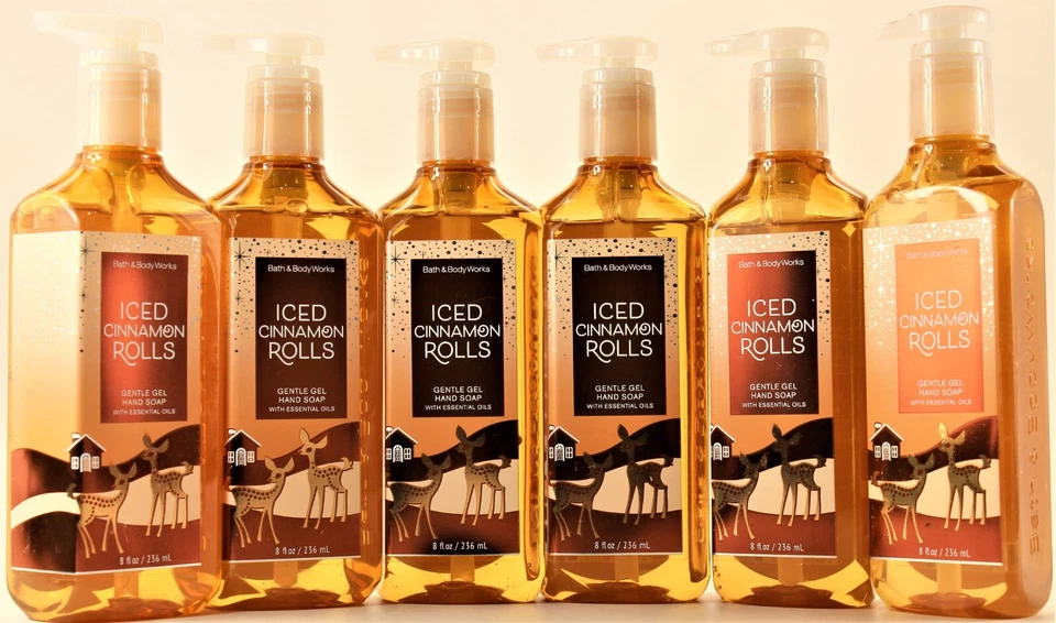 Bath & Body Works Iced Cinnamon Rolls Gentle GEL Hand Soap 8 Oz X4
