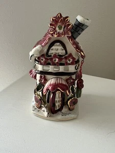 Blue Sky | Heather Goldminc 2003 Poinsettia Holiday House Candle Holder - Picture 1 of 11