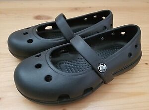Crocs Keeley Black Mary Jane Slip On Flat Shoes Girls 9