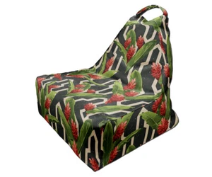 Bean Bag Chair, Tropical Leaves Print, Unique Design 2, Full Print, Made in EU - Picture 1 of 9