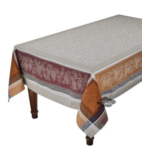 62" Square Winery Caramel French Jacquard Tablecloth by Tissus Toselli - Picture 1 of 3