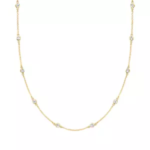 1,50 ct Lünette Lab Created Diamant 11 Stationen Halskette 18" 14k Gelbgold plattiert - Bild 1 von 4