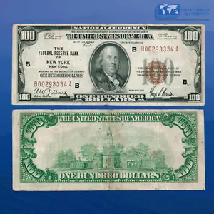 Fr.1890-G 1929 $100 One Hundred Dollars FRBN New York, VF #29334 - Picture 1 of 1